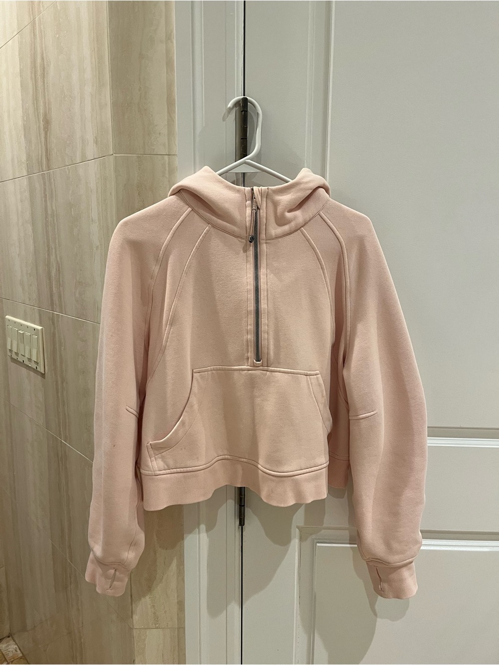 Lululemon Scuba Cropped Pink Hoodie Sweatshirt - Women's Casual Pullover